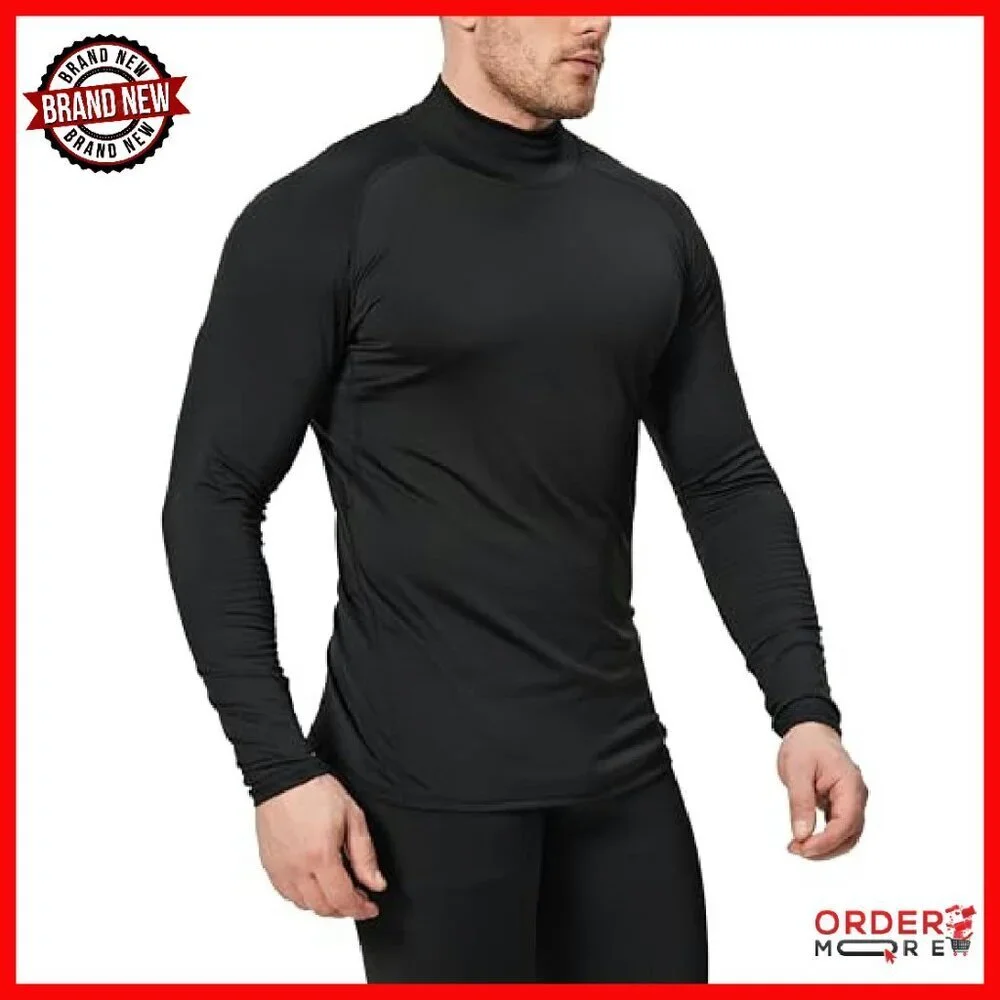 Men's Thermal Mock Neck Compression Shirts Fleece Lined Base Layer